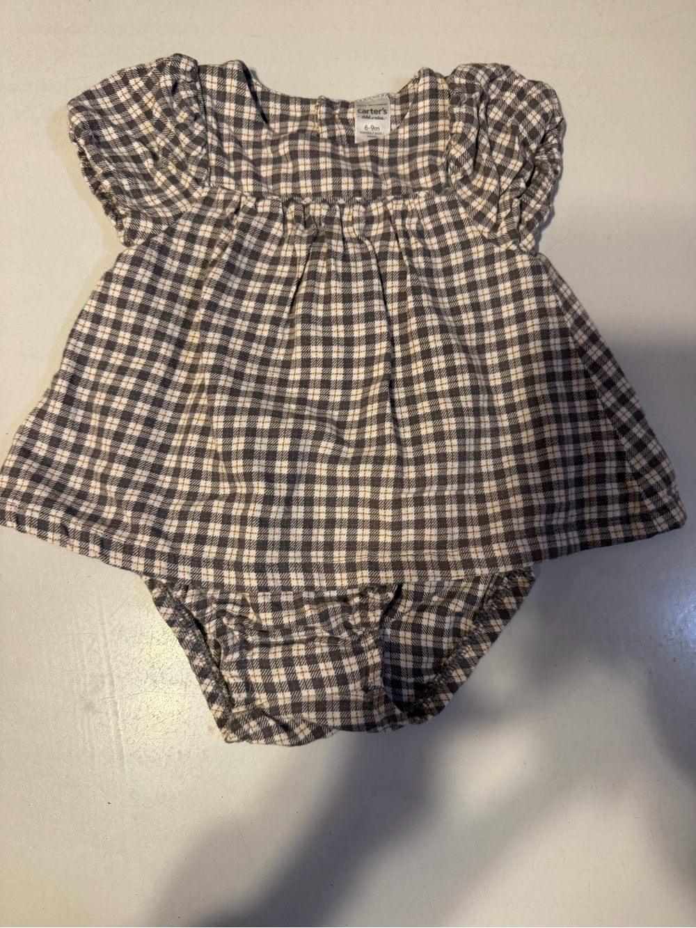 Carter's Gray and White Plaid Short Sleeve One-Piece